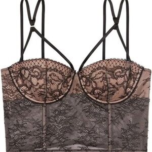 Victoria’s Secret Very Sexy Lightly-Lined Black Nude Lace Bustier 36DD